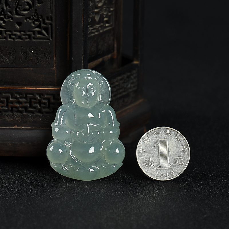 糯种翡翠观音吊坠-红掌柜