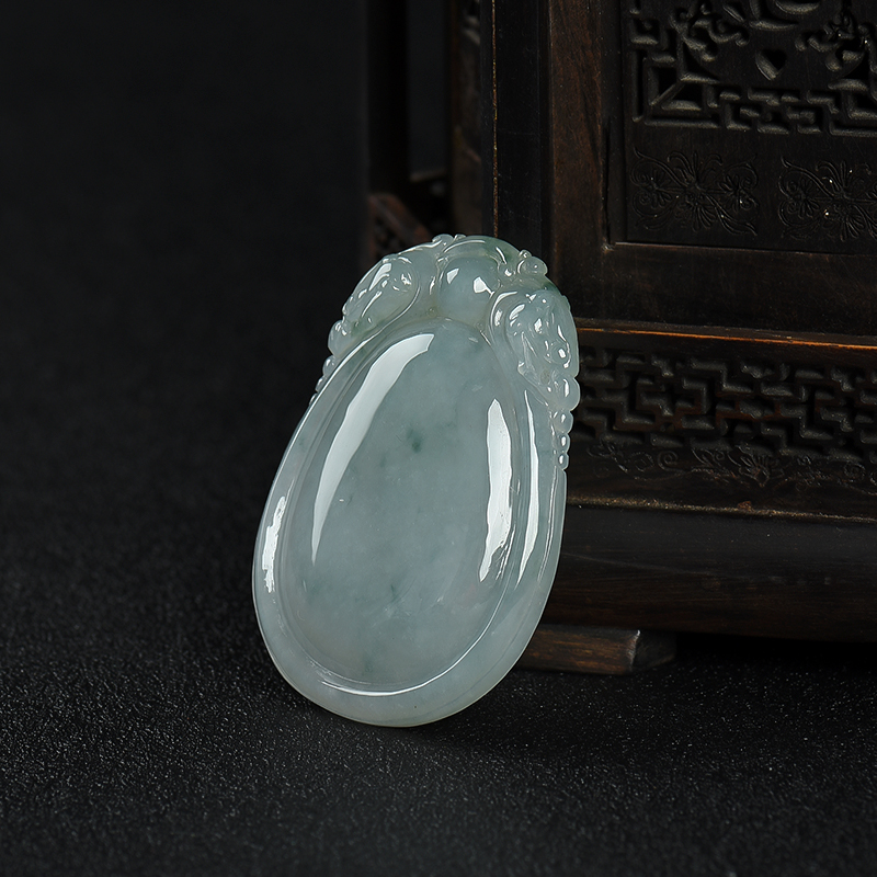 缅甸糯种飘花翡翠福贝吊坠-红掌柜