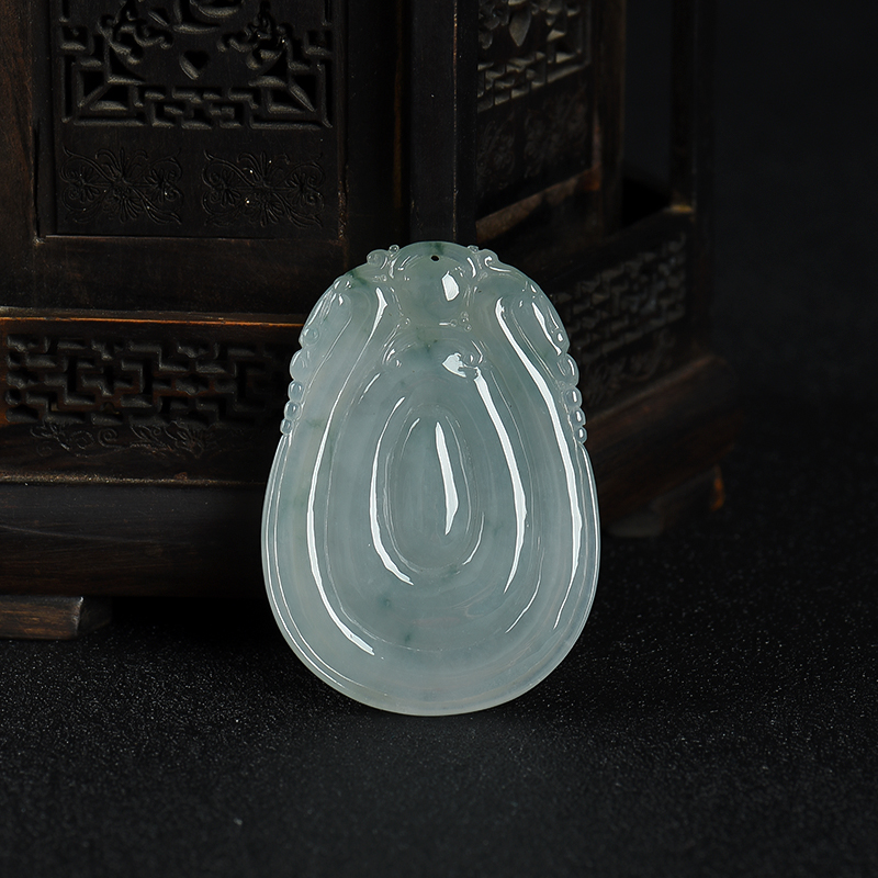 缅甸天然飘花翡翠福贝吊坠-红掌柜