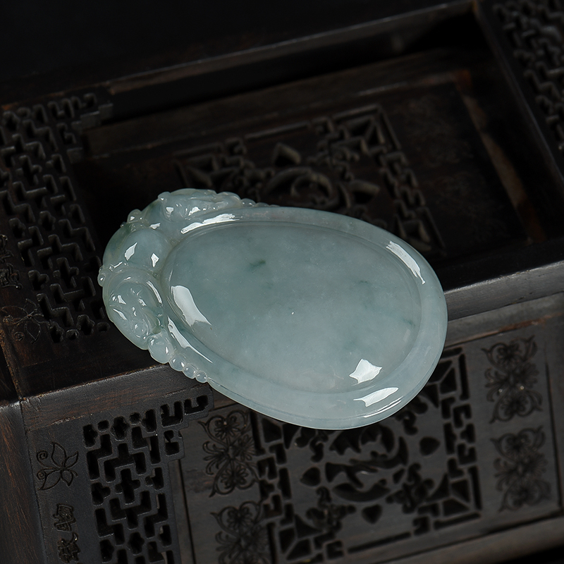 缅甸天然糯种翡翠福贝吊坠-红掌柜