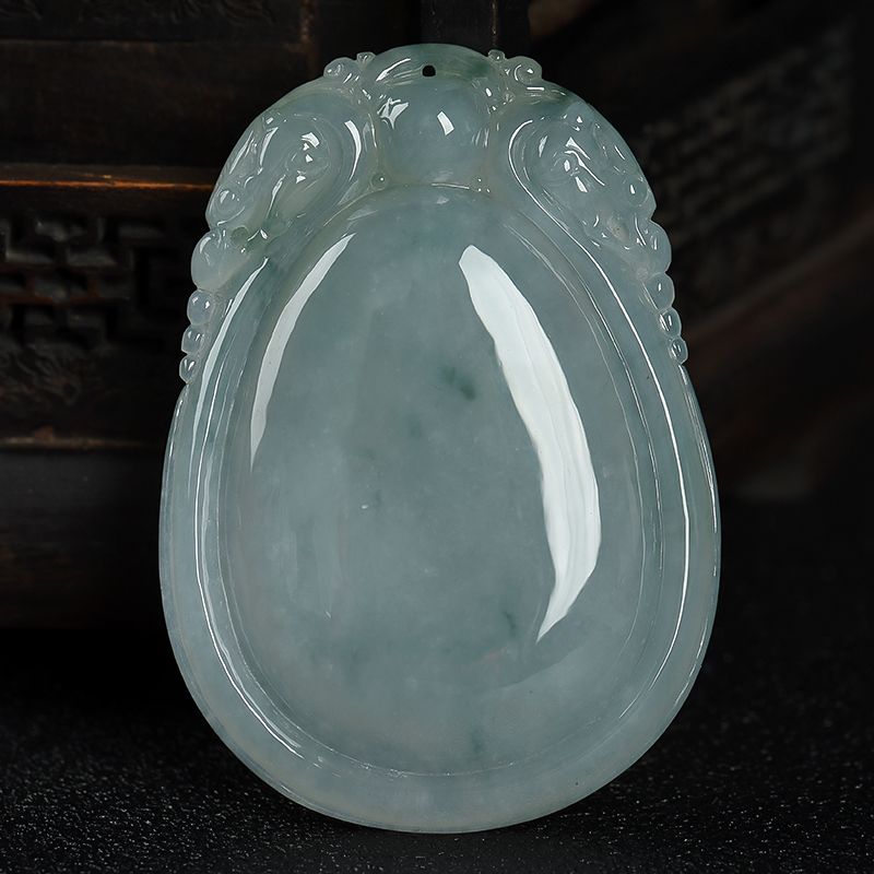 缅甸天然糯种飘花翡翠吊坠-红掌柜