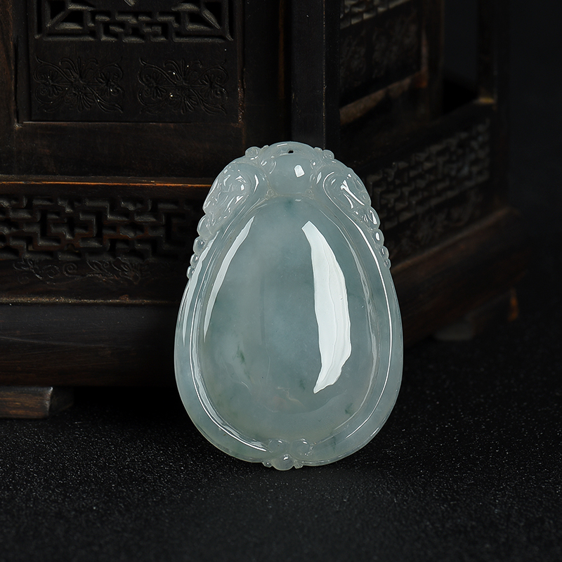 缅甸天然糯种飘花翡翠福贝吊坠-红掌柜