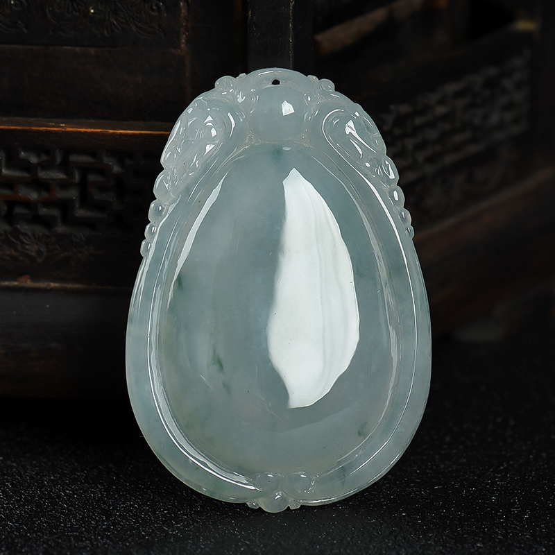 缅甸天然糯种飘花翡翠吊坠-红掌柜