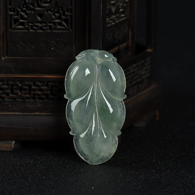 缅甸天然糯种飘花翡翠金枝玉叶吊坠-红掌柜