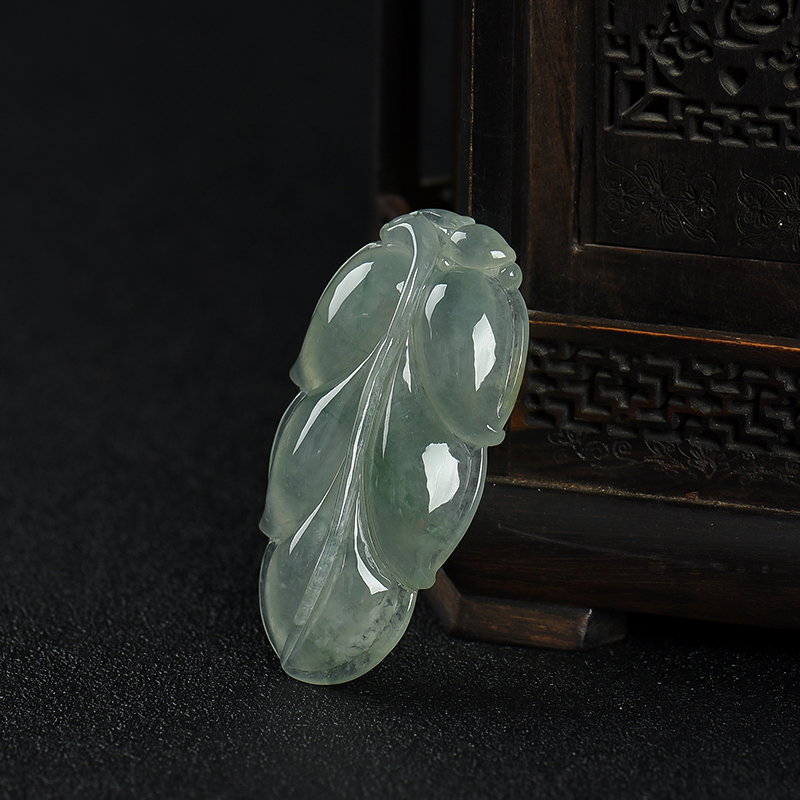 缅甸糯种飘花翡翠金枝玉叶吊坠-红掌柜