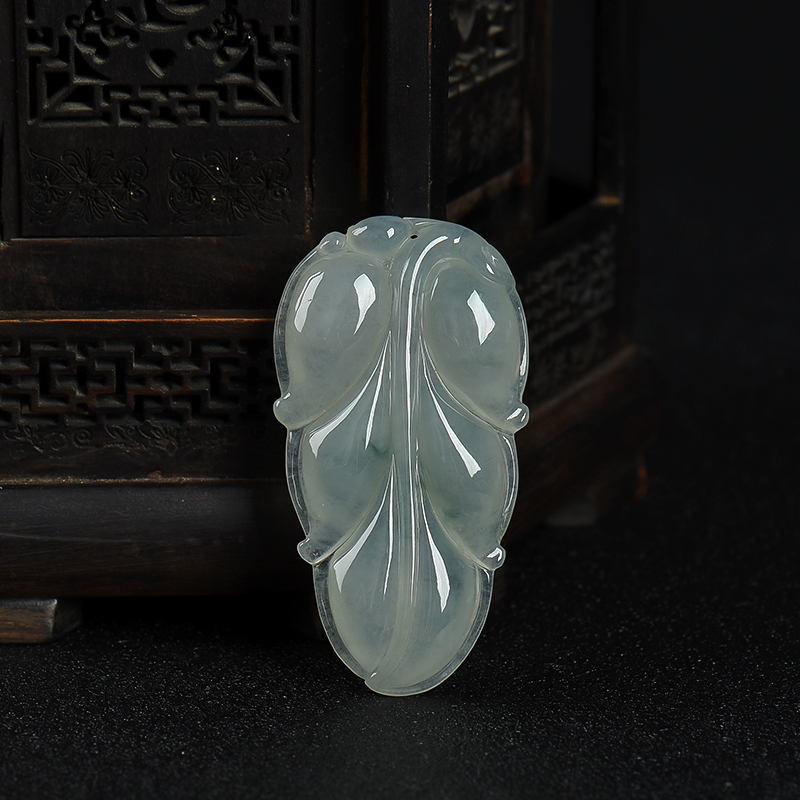 缅甸天然糯种飘花翡翠金枝玉叶吊坠-红掌柜