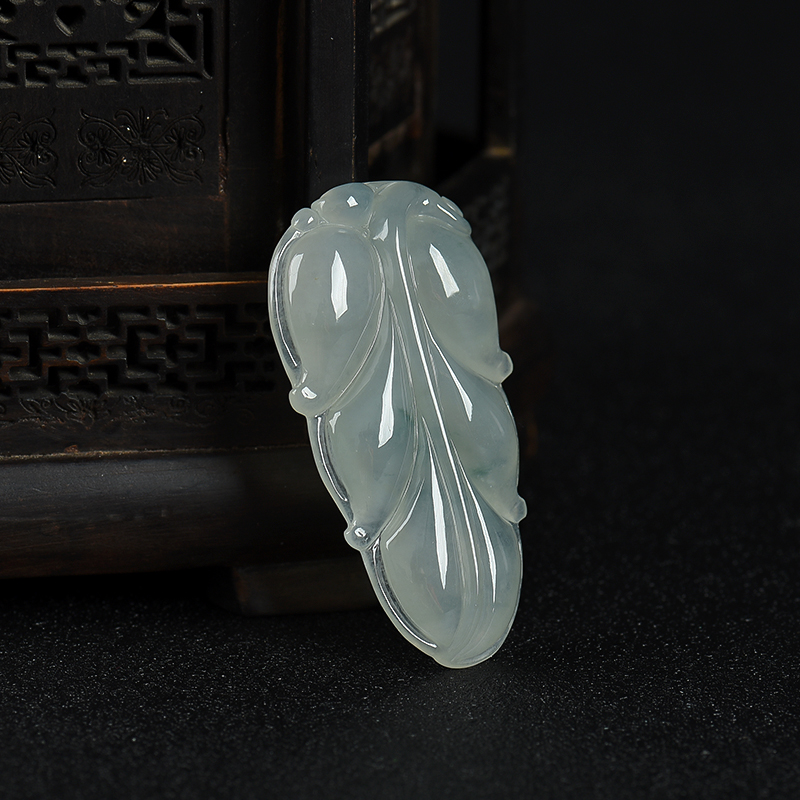 天然糯种飘花翡翠金枝玉叶吊坠-红掌柜