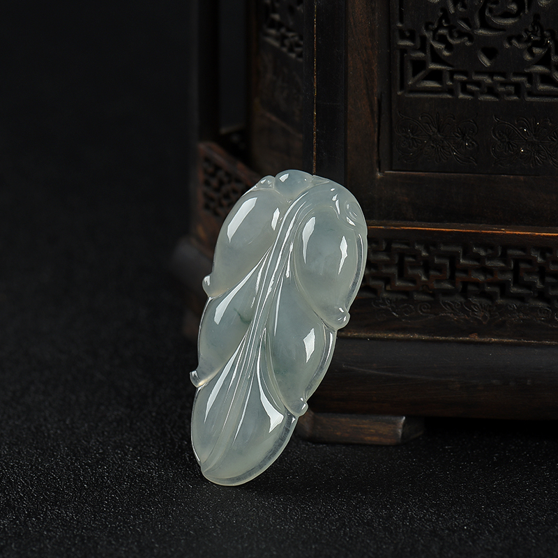 缅甸糯种飘花翡翠金枝玉叶吊坠-红掌柜