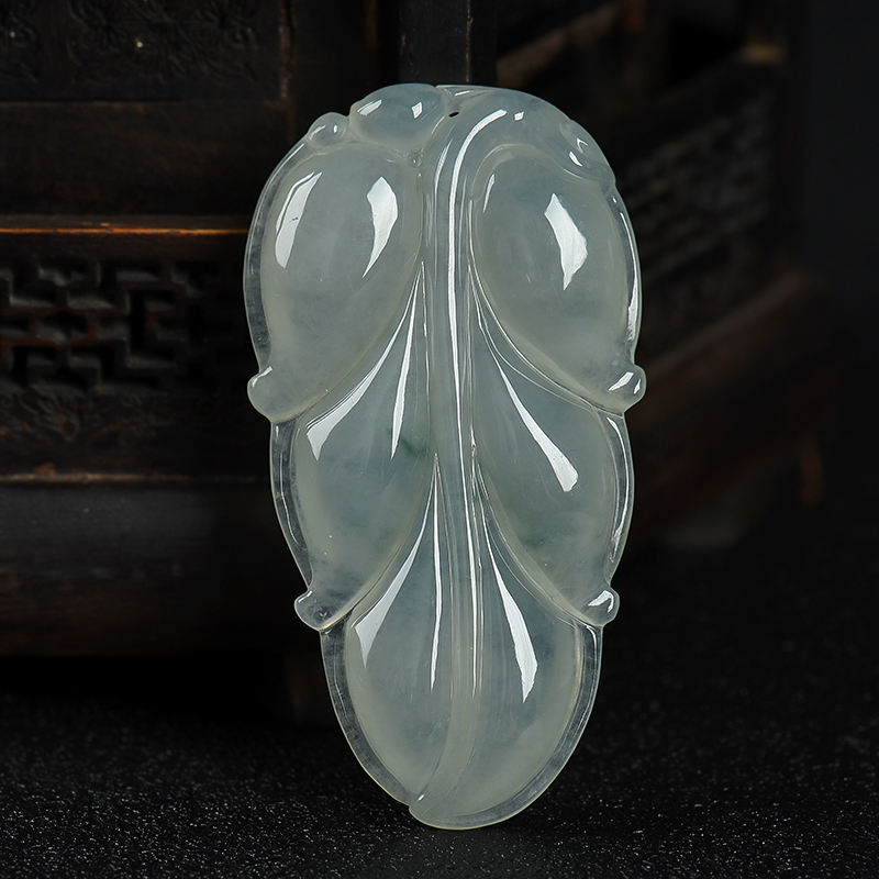 缅甸天然糯种飘花翡翠吊坠-红掌柜