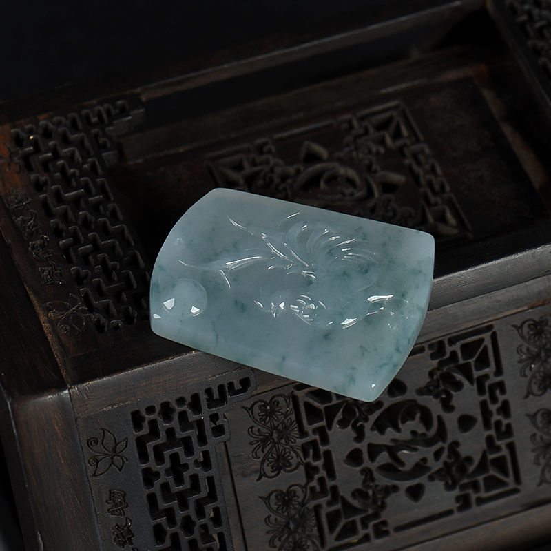 缅甸天然糯种翡翠鸡鸣天下吊坠-红掌柜