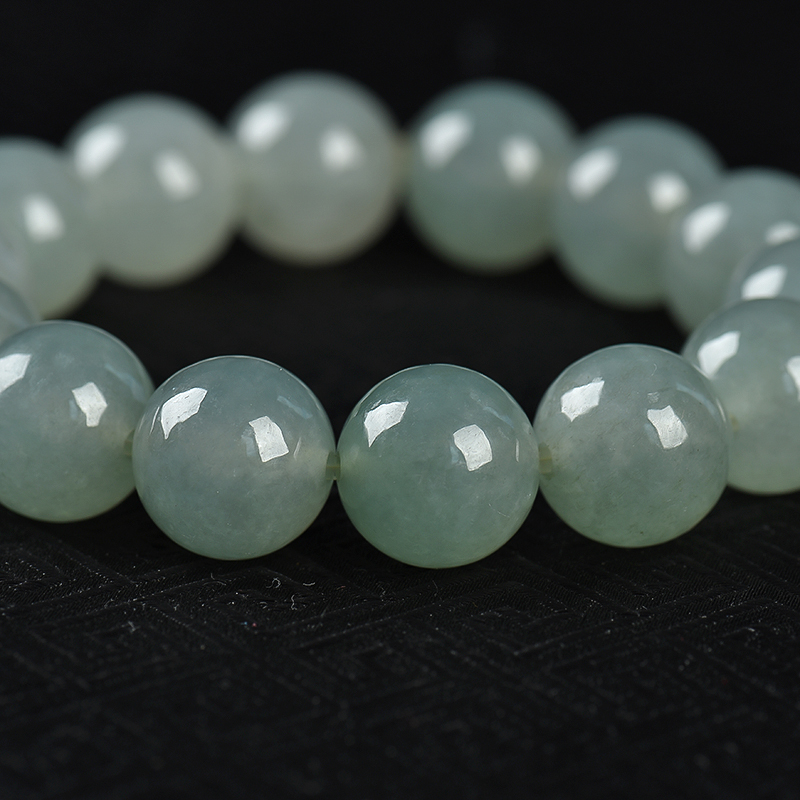 天然糯冰种飘花翡翠单圈手串-红掌柜