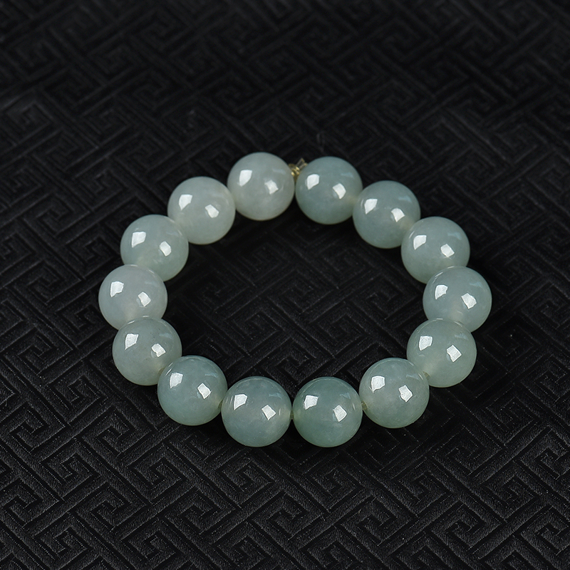 缅甸天然糯冰种飘花翡翠手串-红掌柜