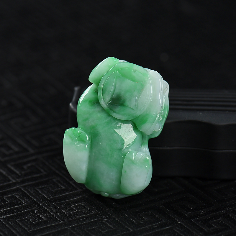 缅甸天然飘翠翡翠貔貅吊坠-红掌柜