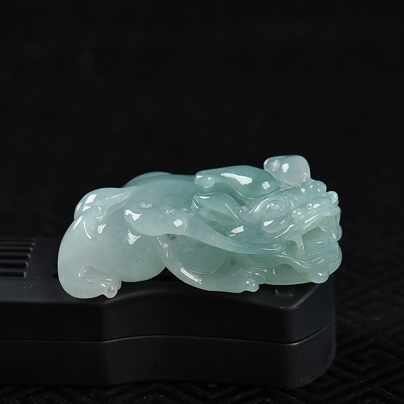 缅甸天然糯冰种浅绿翡翠貔貅吊坠-红掌柜