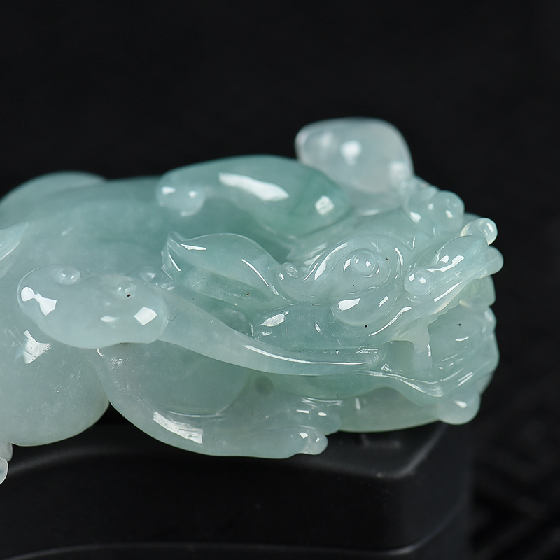 缅甸天然糯冰种翡翠貔貅吊坠-红掌柜