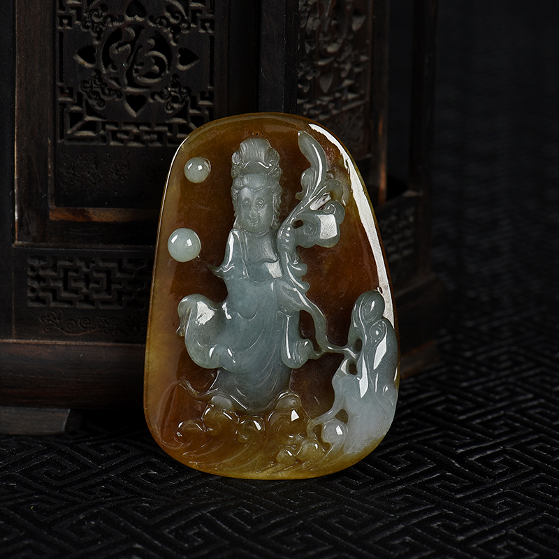 糯种黄翡观音吊坠-红掌柜