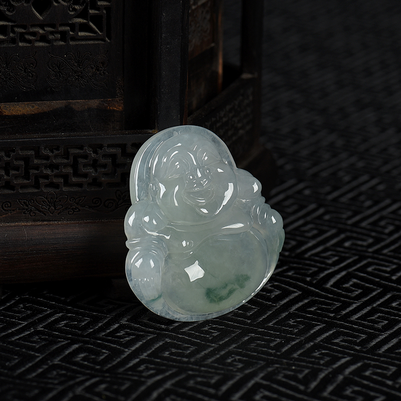 飘花翡翠佛吊坠-红掌柜