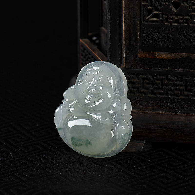 糯种翡翠佛吊坠-红掌柜