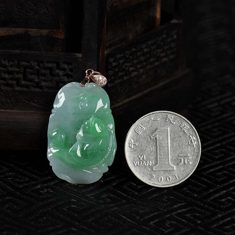 翡翠金玉满堂吊坠-红掌柜