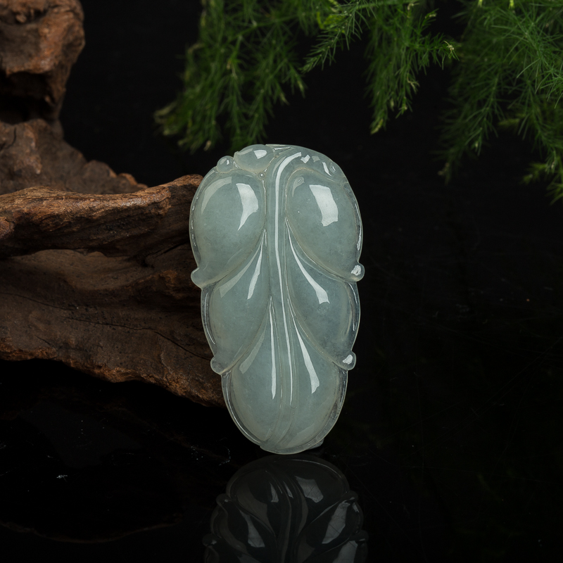 糯种翡翠金枝玉叶吊坠-红掌柜