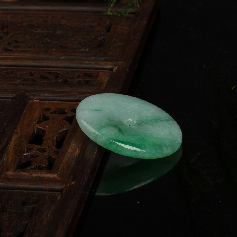 飘翠翡翠平安扣吊坠-红掌柜