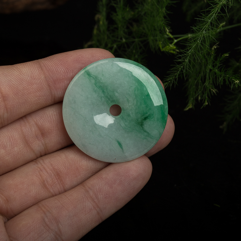 缅甸翡翠平安扣吊坠-红掌柜