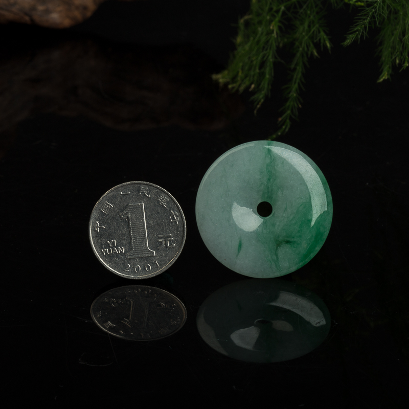 缅甸天然翡翠平安扣吊坠-红掌柜