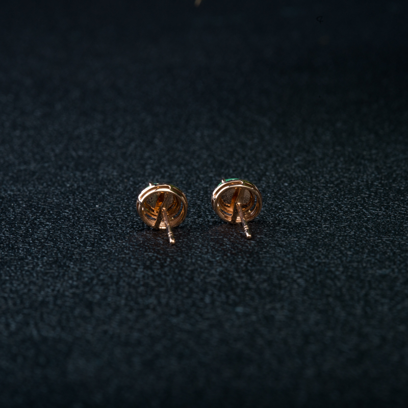 18K糯种翡翠耳钉-红掌柜