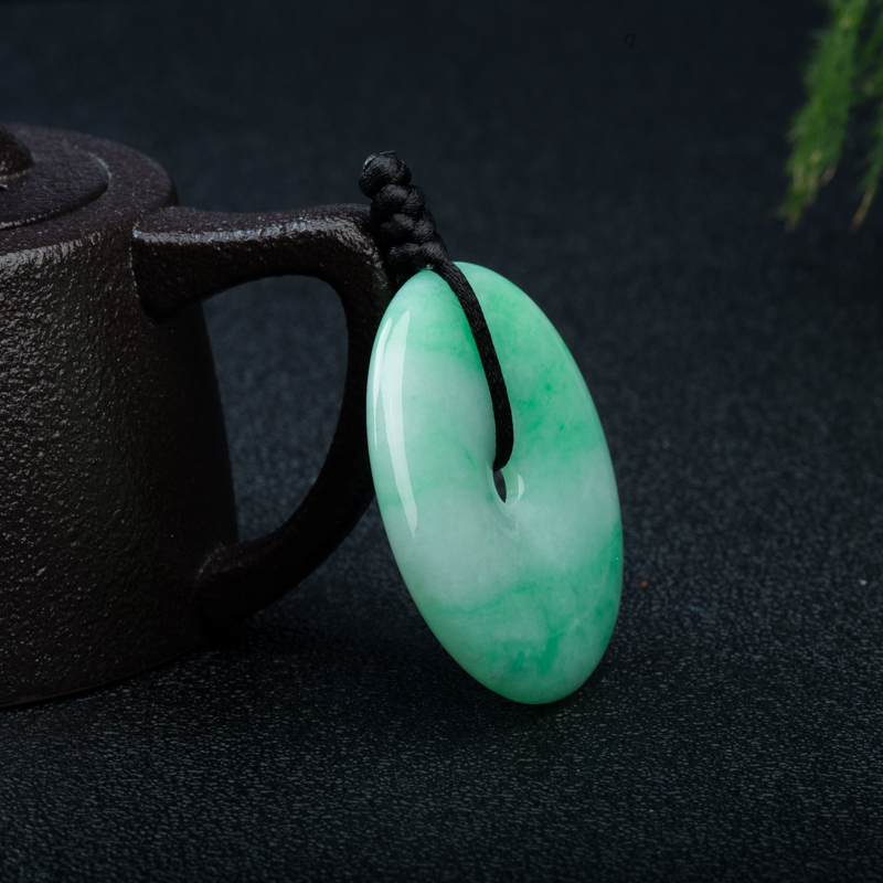 飘翠翡翠平安扣吊坠-红掌柜