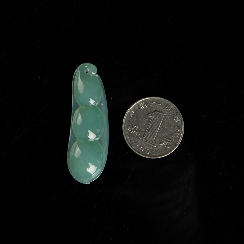 糯种蓝绿翡翠连中三元挂坠-红掌柜