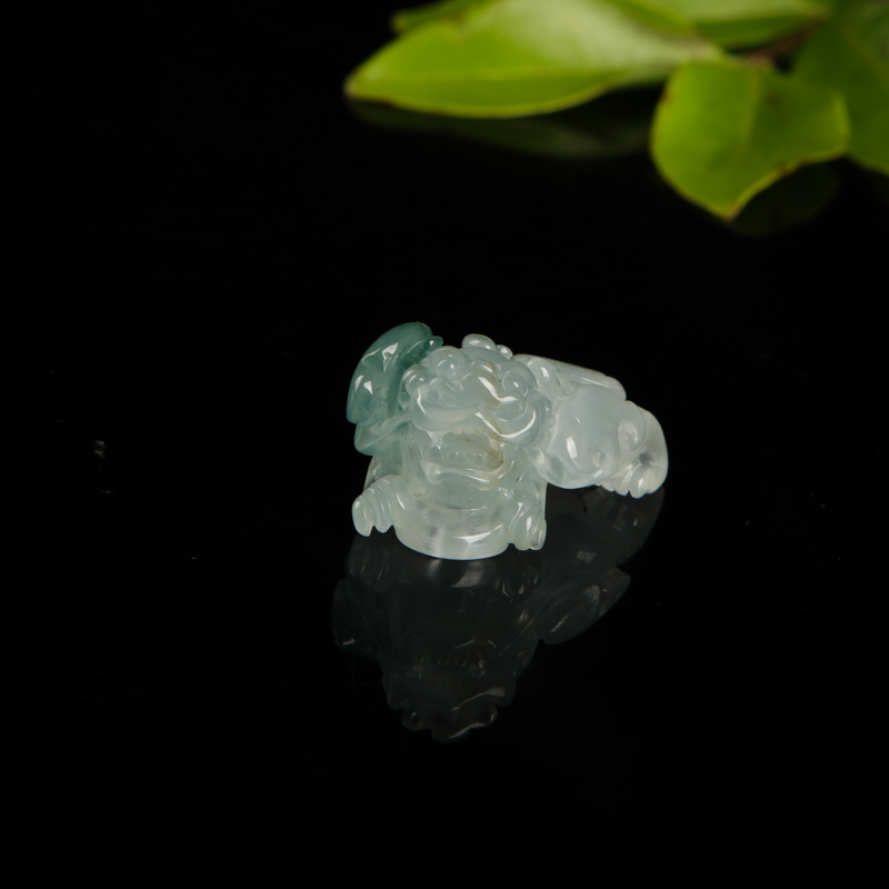糯冰种飘花翡翠貔貅吊坠-红掌柜