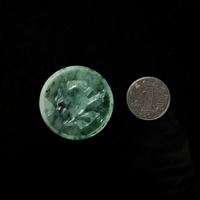 缅甸翡翠午马吊坠-红掌柜