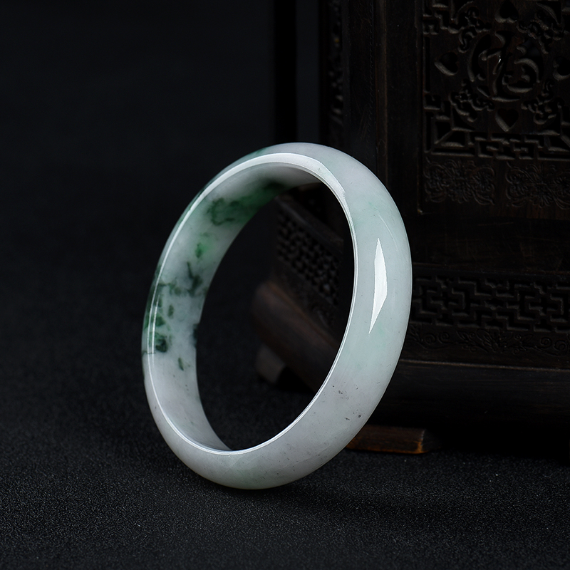 55.5mm缅甸豆种飘翠翡翠贵妃镯-红掌柜