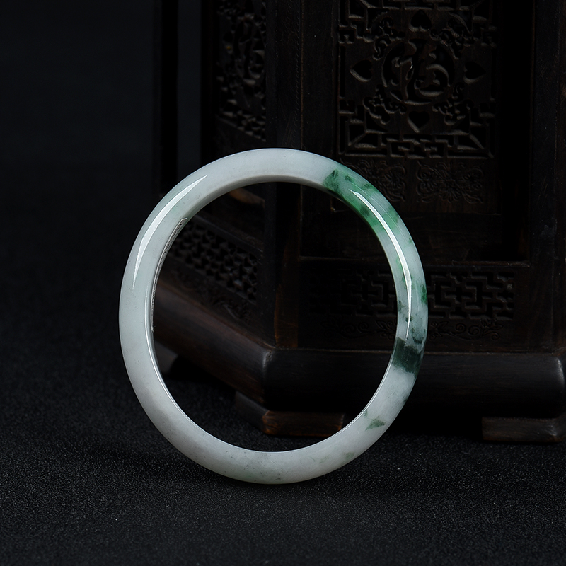 豆种飘翠翡翠贵妃镯-红掌柜