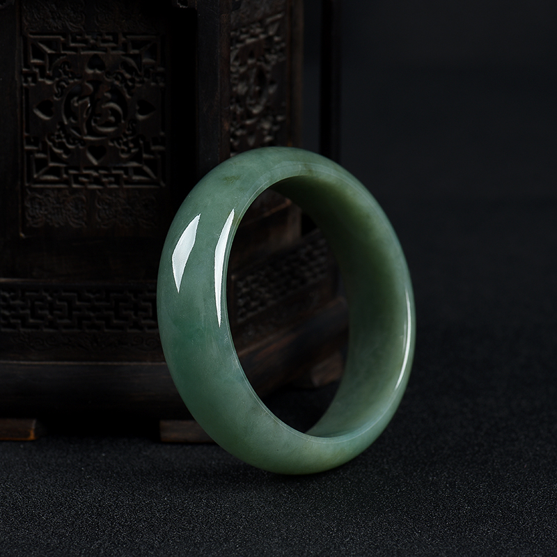 59mm天然糯种深绿翡翠手镯-红掌柜