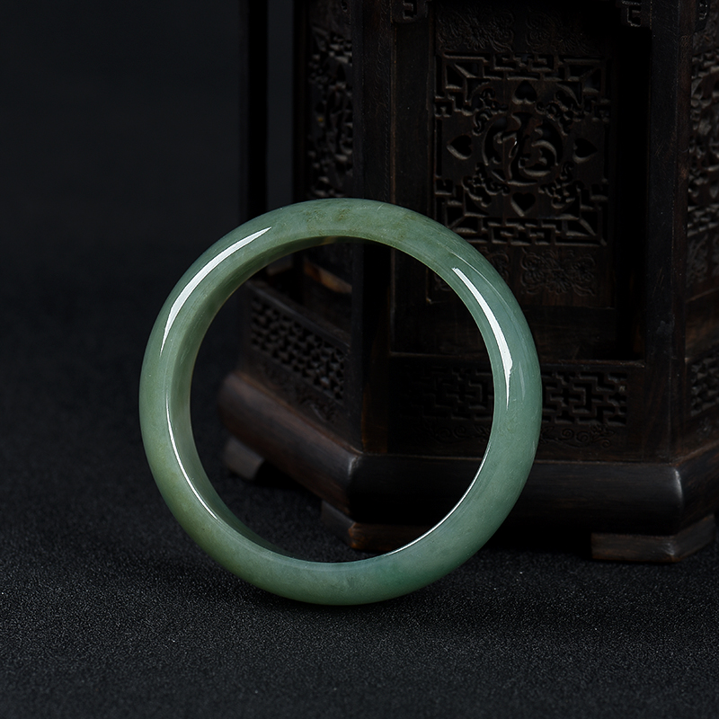 天然糯种深绿翡翠手镯-红掌柜