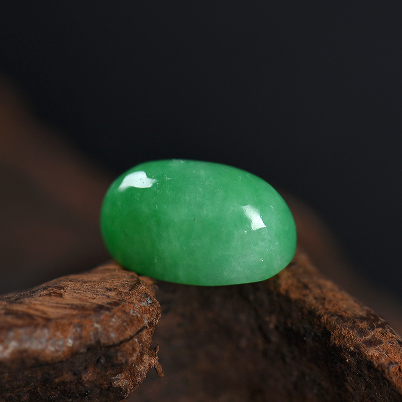 缅甸天然糯种翡翠戒面-红掌柜