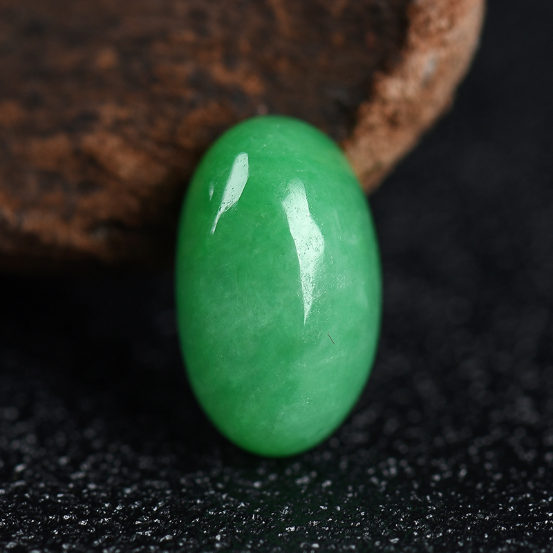 糯种翠绿翡翠戒面-红掌柜