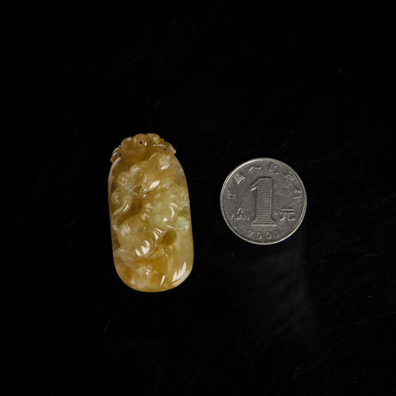 缅甸天然黄翡寅虎吊坠-红掌柜