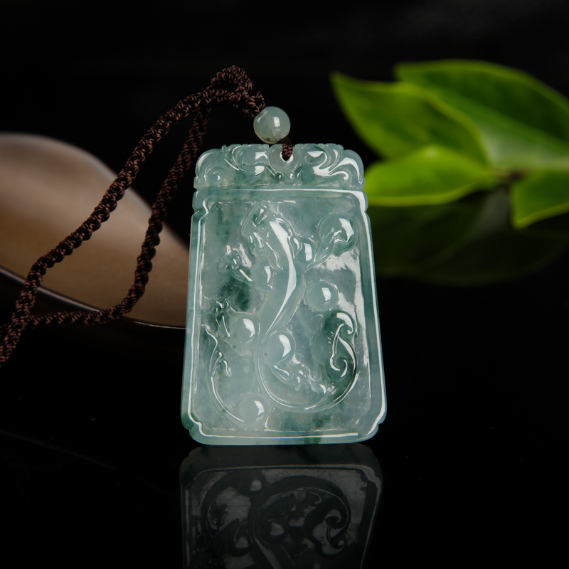 糯冰种飘花翡翠貔貅吊坠-红掌柜