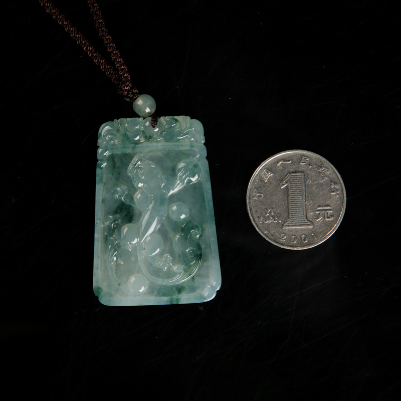 糯冰种飘花翡翠貔貅挂坠-红掌柜