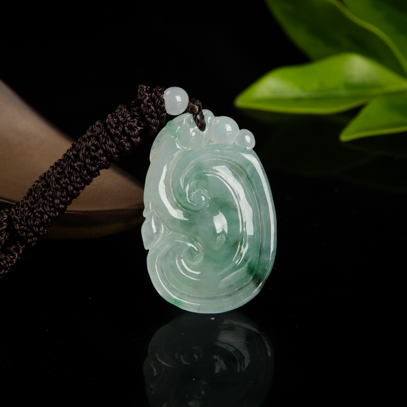 糯种飘花翡翠吊坠-红掌柜