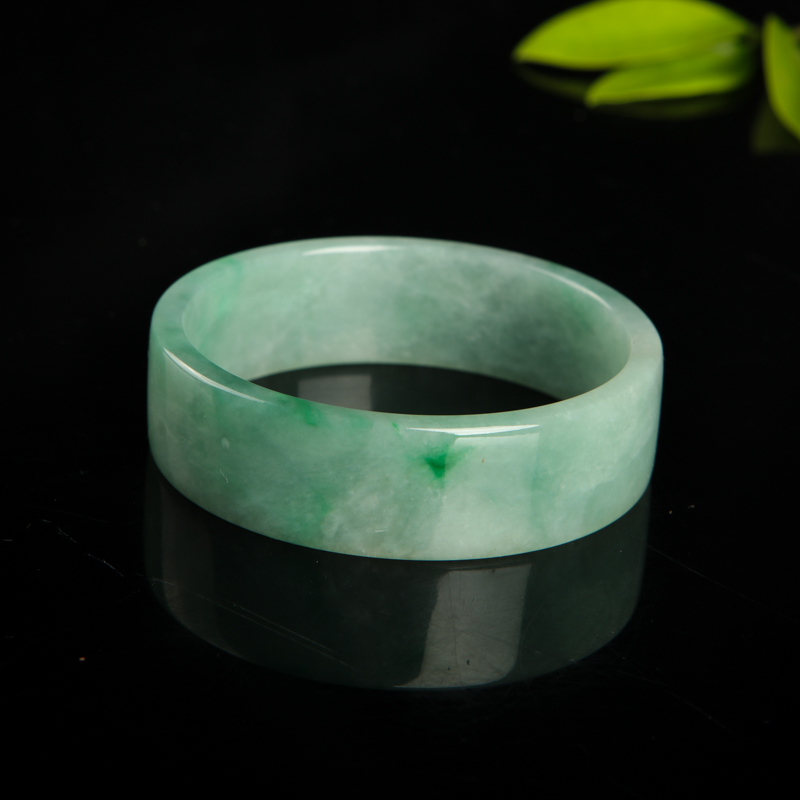 豆种翡翠方镯-红掌柜