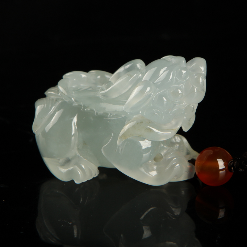 缅甸糯种飘花翡翠貔貅吊坠-红掌柜
