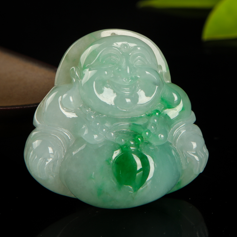 天然翡翠弥勒佛吊坠-红掌柜