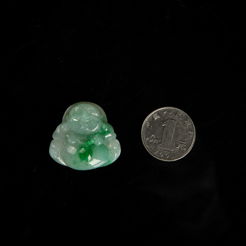 缅甸翡翠弥勒佛吊坠-红掌柜