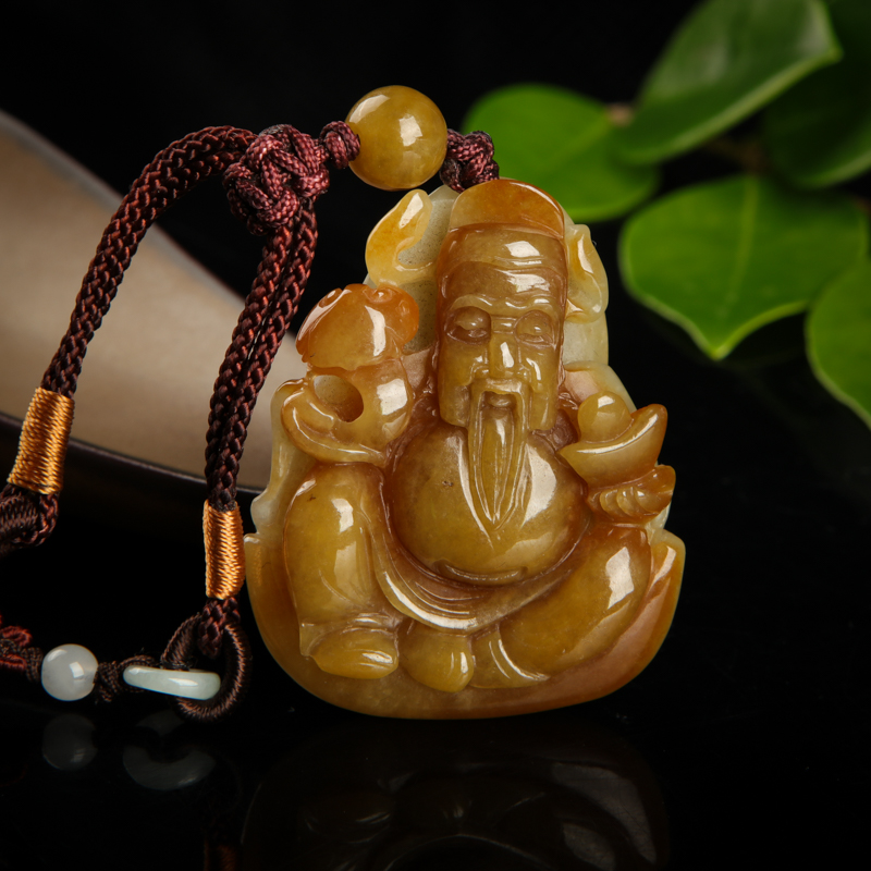 糯种黄翡财神吊坠-红掌柜