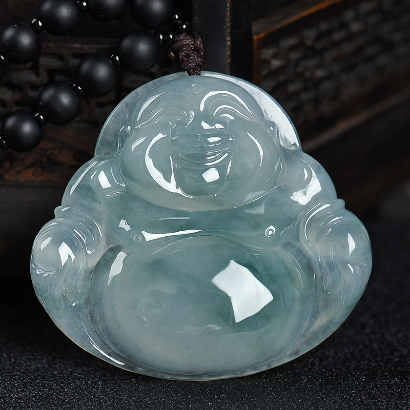 天然翡翠弥勒佛吊坠-红掌柜