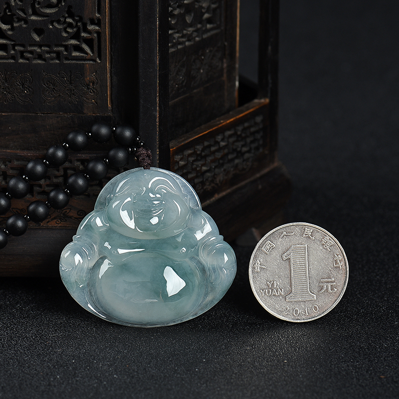 缅甸翡翠弥勒佛吊坠-红掌柜