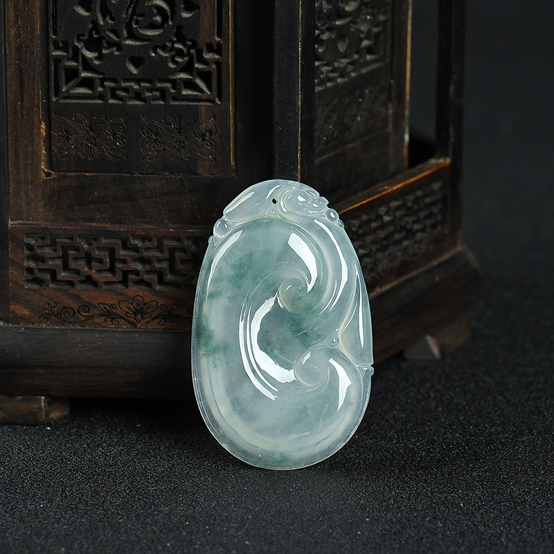 糯种飘花翡翠金枝玉叶吊坠-红掌柜